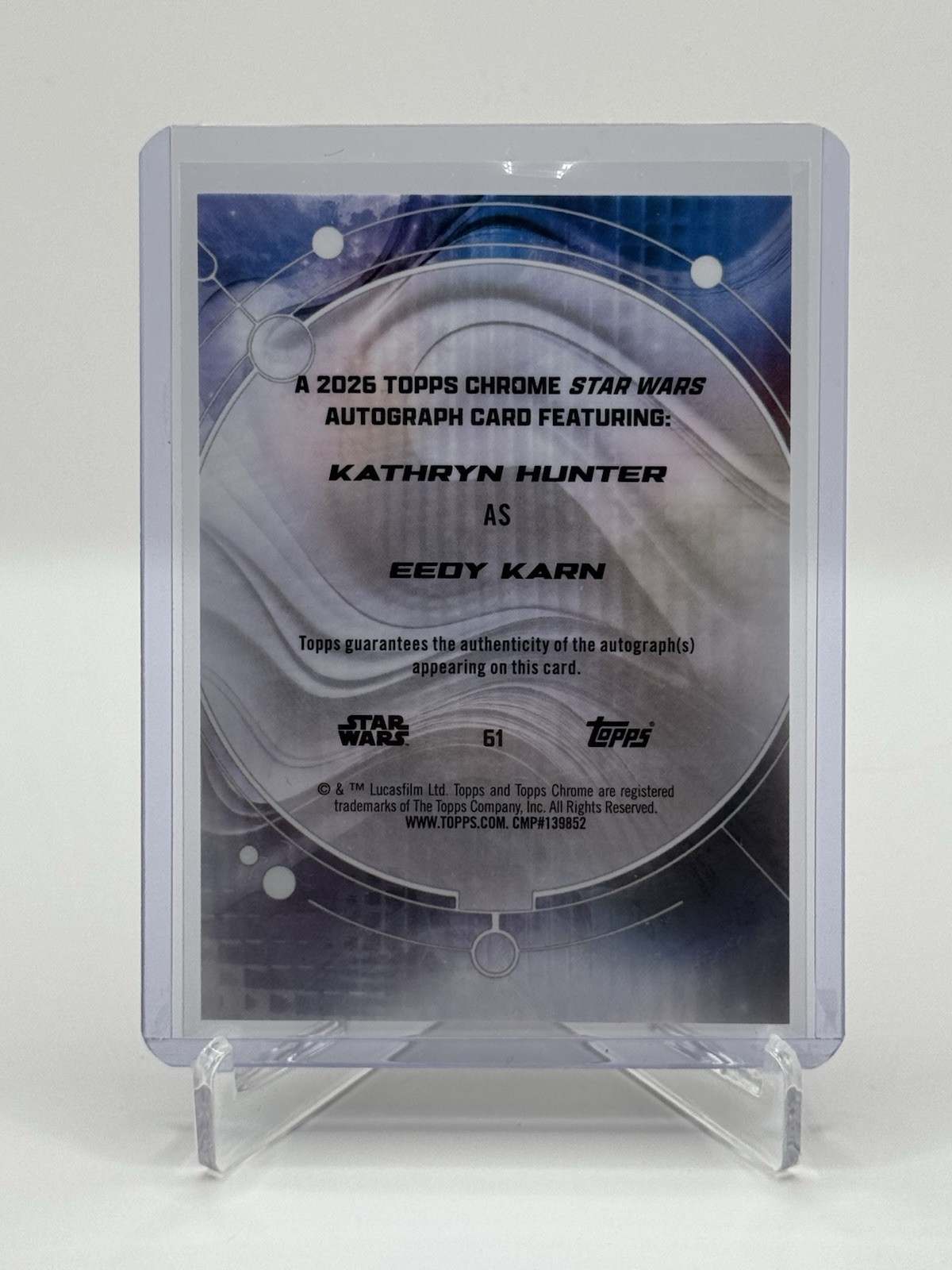 Topps Chrome Star Wars Kathryn Hunter as Eedy Karn Auto Card #61 view 2