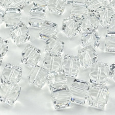 100Pcs 6Mm Crystal Glass Cube Beads Square Glass Beads Crystal Spacer Beads for