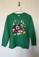 Disney Christmas Sweater Mickey mouse  Donald Youth Large 10/12 Green