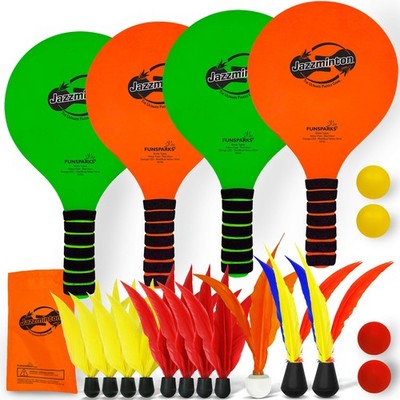 Jazzminton Paddle Game Select Double Badminton Set 4 Rackets - green, orange