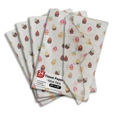 24 Sheets Cupcakes Birthday Tissue Paper 20 x 30 Inch for Gift Wrapping