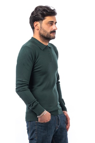 Polo Uomo Invernale Maglia Manica Lunga Maglione Slim Sottogiacca Bottoni VEQUE - Foto 33 di 36