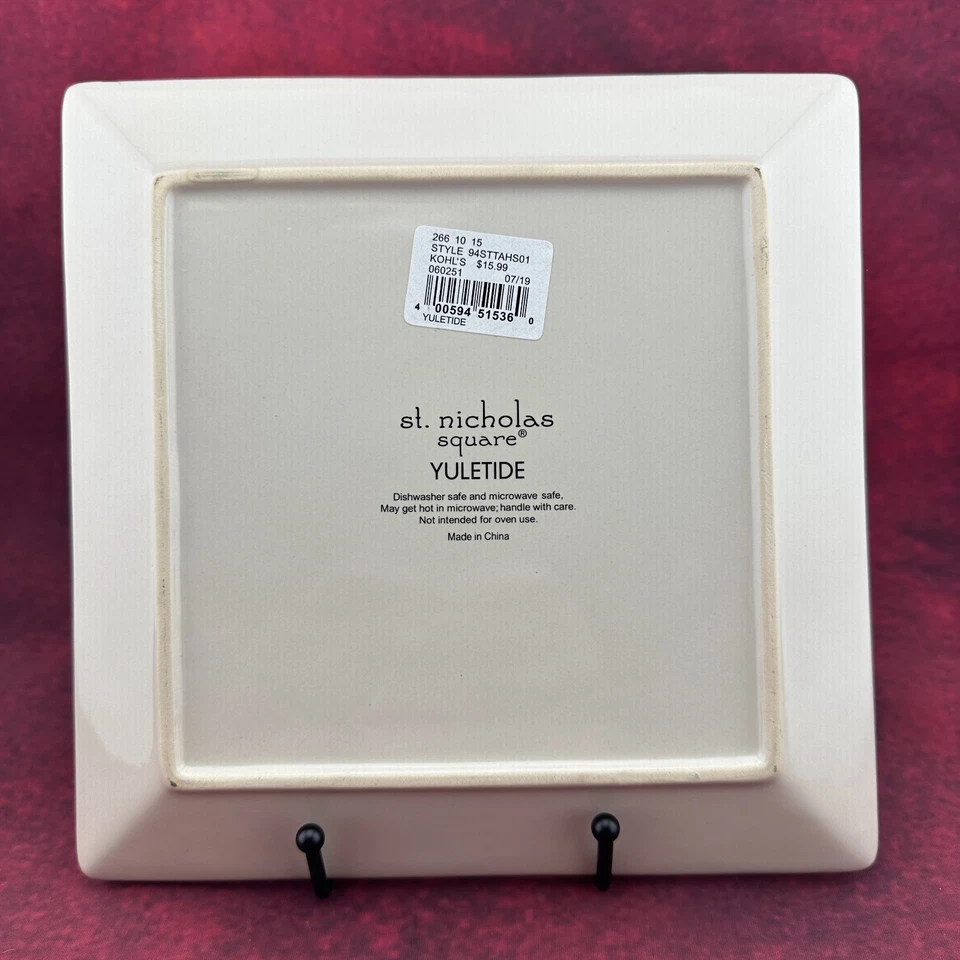 ST. NICHOLAS SQUARE YULETIDE SNOWMAN PLATE HOLIDAY CHRISTMAS STONEWARE, 8.5 inch - Image 2 of 4