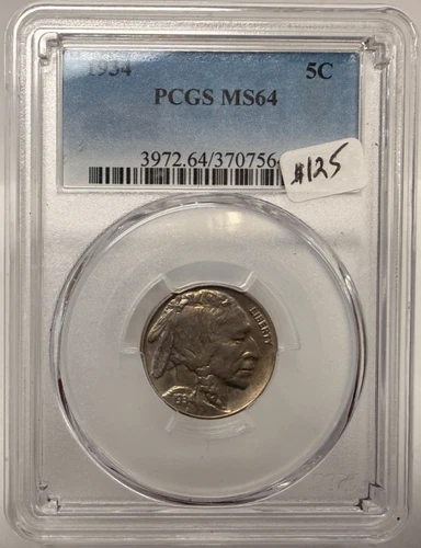 1934 BUFFALO NICKEL 5C PCGS MS64
