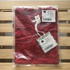 NIB Kate Quinn 7Y Short Sleeve Ruffle Henley Tee Red Violet Bamboo