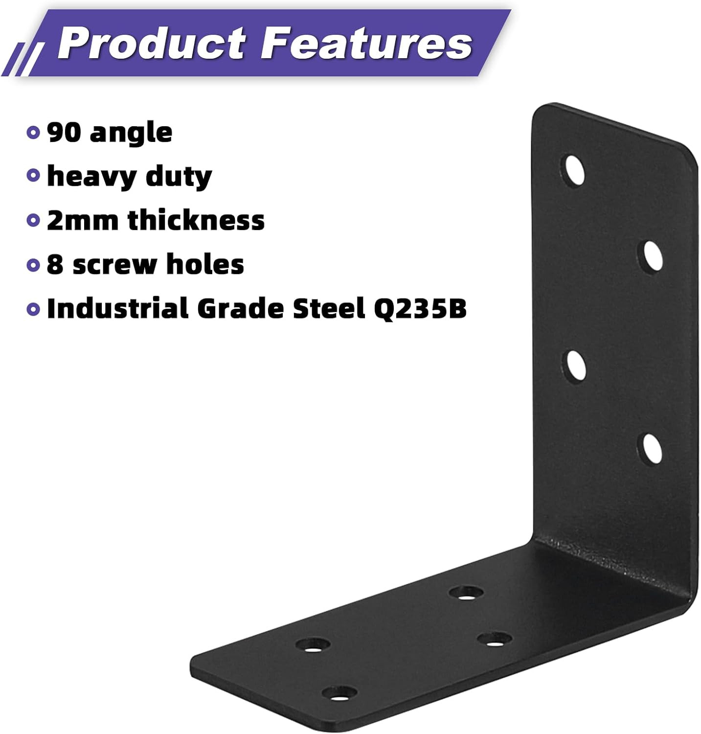 20Pcs Heavy Duty 3X3X1.5In Steel L Bracket - Black 90 Right Angle Joist Shelf Br