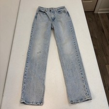 Levis Premium 70s High Slim Straight Jeans Light Wash Blue Size 25 Retro