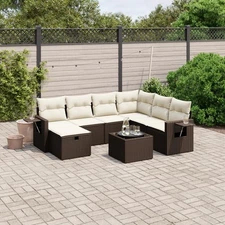 Garden Sofa Set Brown Poly Rattan Large Modular Garden Sofa Set