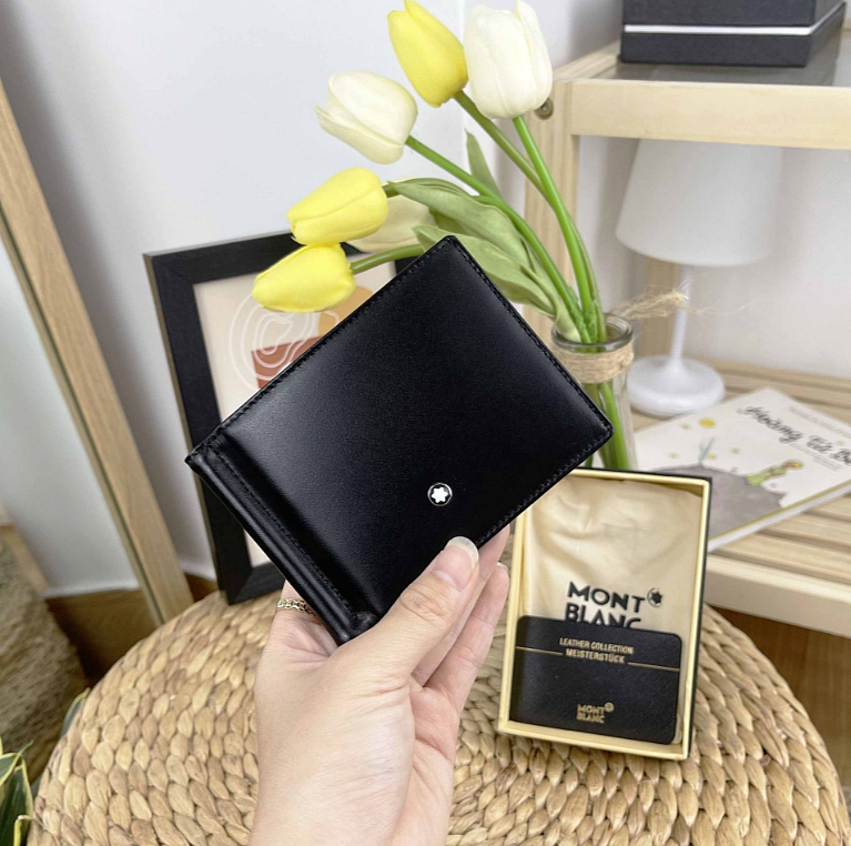 Montblanc Meisterstuck Black Leather Wallet MB5525 6CC Money Clip