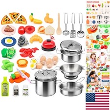 Deluxe 38-Piece Stainless Steel Kitchen Set for Kids - Encourages Imagination