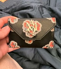  Authentic Alexander McQueen Floral Print Leather Card Holder