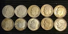 Lot of 10, 90% Silver, Roosevelt Dimes -  1964 and earlier.