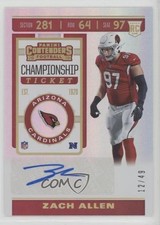2019 Panini Contenders Rookie Championship Ticket 12/49 Zach Allen #247 Auto 1u6