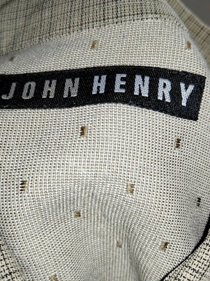 Camisa de vestir John Henry para hombre adulto talla mediana beige a cuadros manga larga abotonada Foto 3 de 4