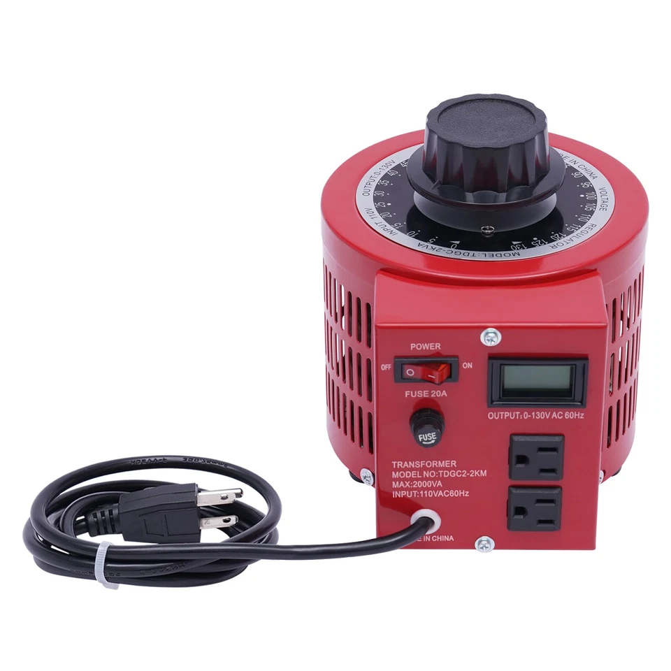 Transformador Variac de 20 amperios variable 0-130 V regulador de voltaje de CA medido 2000 VA rojo Foto 4 de 4