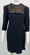 Alexander McQueen 2016 ALTERED Black Lace-Top A-Line Dress sz 46