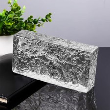 Transparent Glass Blocks Wall Decor Ice Crystal Textured Solid Rectangular Gl...