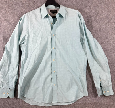 Banana Republic Shirt Mens L Mint Green Micro Print Slim Fit Outdoor Button-Up
