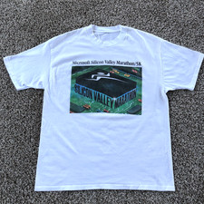 Vintage 90s Microsoft Tech Shirt Size XL Silicon Valley Marathon Motherboard Tee