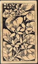 Magenta Blossom And Leaves Jasmine Botanical Rubber Stamp