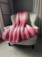 Chunky Knit Blanket  Carnation Ombre Blanket