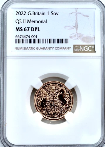 2022 Gold Full Sovereign QEII Memorial NGC MS67 DPL Uncirculated Great Britain