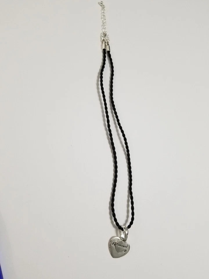 Three necklaces black cord 15" white heart 15" butterfly 14"  n212* - Image 2 of 4