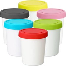 ICE CREAM CONTAINERS Storage Tubs with Lids 6 Pack 1 Quart GANDEER