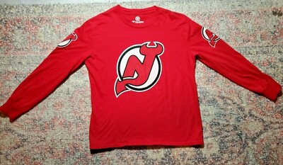 Fanatics New Jersey Devils Long Sleeve Red T-Shirt-Youth M (10-12)-Small  Flaw