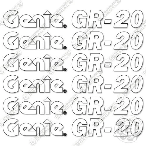 AFTERMARKET Fits Genie GR20 Decal Kit White Cut Number Logos