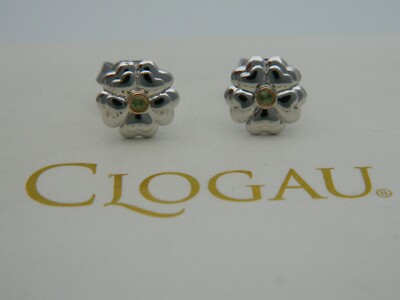 Welsh Clogau Sterling Silver & 9ct Rose Gold Flower Peridot Stud Earrings
