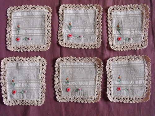 LOT DE 6 Napperons Carré Ancien French Antique EUR 14,95 - FR
