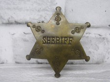 Antique Style Metal Replica Stamped Brass Sheriff Star Badge Costume Prop