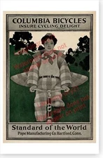 Columbia Bicycles Pope Manufacturing Young Man Retro 1896 Poster