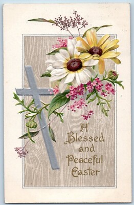 Oxford New York NY Postcard Easter Holy Cross Flowers Winsch Back Embossed