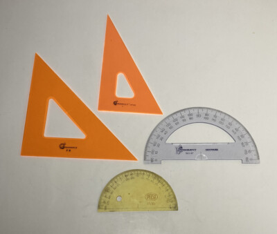 Vintage Drafting Ruler Triangle Tool Lot 3 Gramercy & 1 Post Guide Art Template