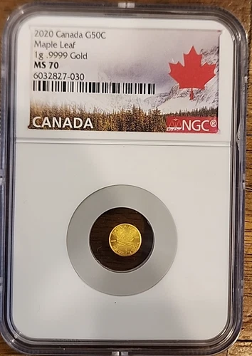 2020 Canada $0.50 Maple Leaf 99.99% Gold NGC MS70 - 24k