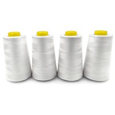 4 Cones 3000 Yards White All Purpose Polyester Thread 40S/2 for Serger