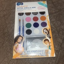 31 pc Face Paint kit kids Painting Kit Glitter jewels Brushes Tattoo Stencils