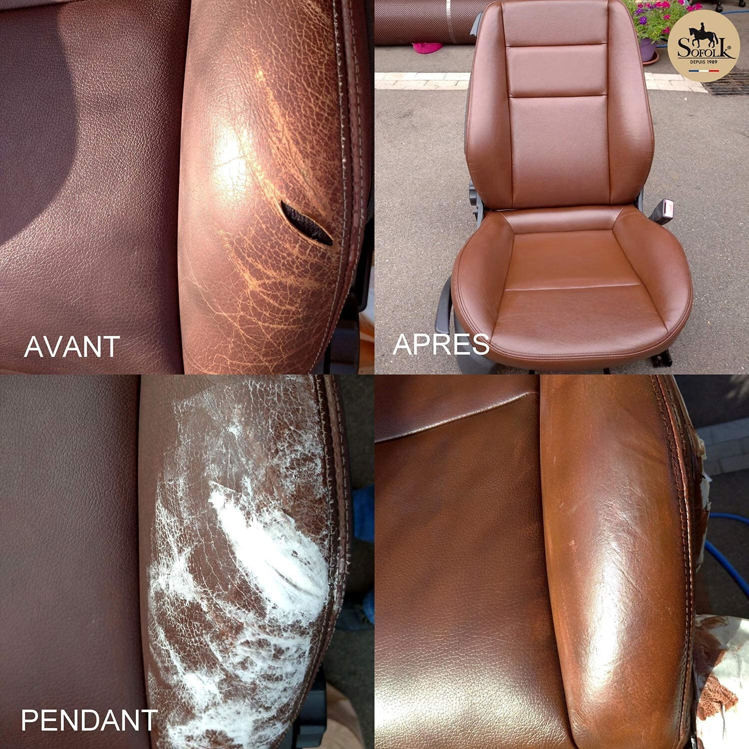 Peinture cuir Coquille 250ml pour la rénovation de canapé et de siège auto - 4
