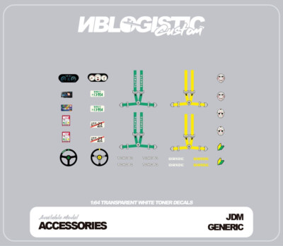 Hot wheels 1/64 Custom  White Toner Universal Decals accesories
