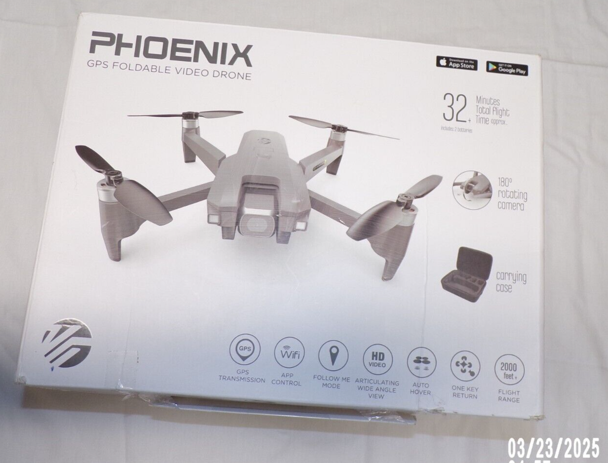 Phoenix GPS Foldable Video Drone 32 Mins Total Flight Time 2000 Ft