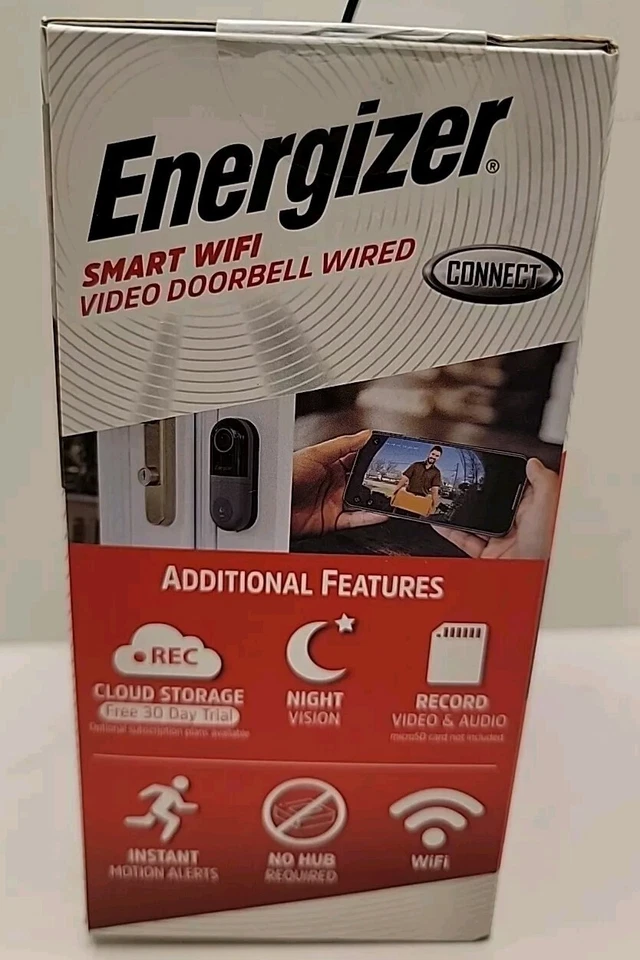 Energizer Connect Smart Camera WiFi Video Doorbell Wired 1080p Two Way Audio - Image 4 of 4