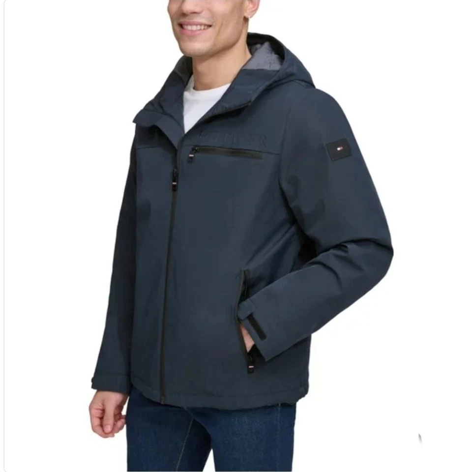 Tommy Hilfiger Mens XL Performance Jacket Coat Full Zip Lined Navy Blue NWT $160 - Image 3 of 4