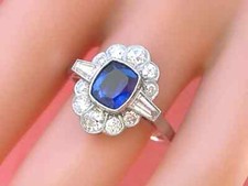 Women's Engagement Ring 14K White Gold Plated 2Ct Cushion Cut Simulated Sapphire