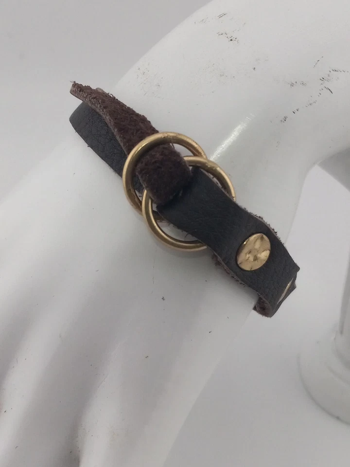 Pulsera LUCKY BRAND Diseño Piedras Azules Rojas Cuero Marrón Tono Plata/Dorado  Foto 4 de 4