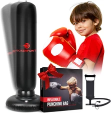 Inflatable Punching Bag for Kids Ages 3-8 - 63-Inch Freestanding Martial Arts Tr