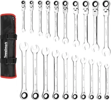 20-Piece Wrench Set, 72 Teeth Ratchet, Chrome Vanadium Steel, Silver