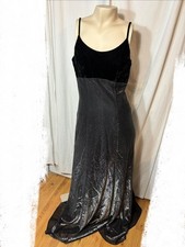 Vintage women  s size 10 prom Jump Apparel black velvet silver 1990s