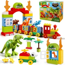 Dinosaur Building Blocks with Train Set Compatible All Brands Gift Kids